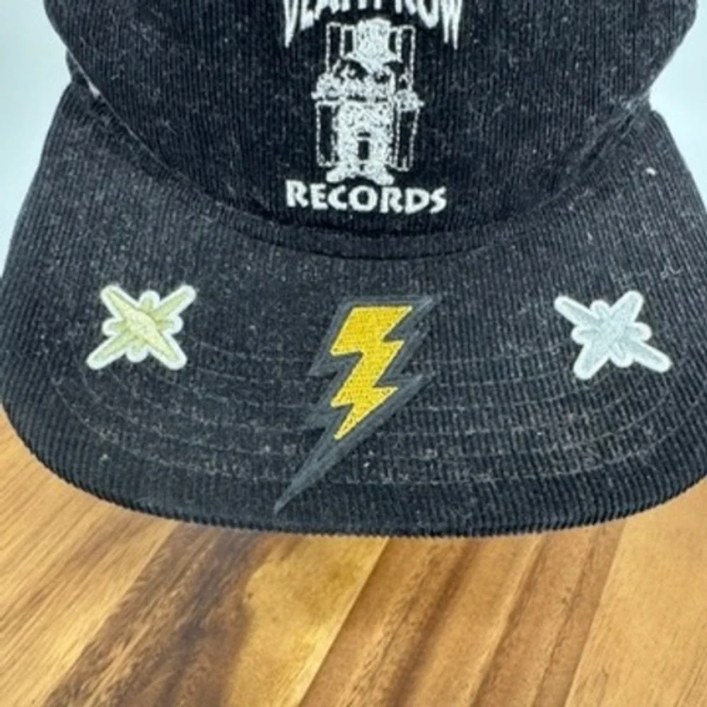 Death‎ Row Records corduroy Snapback Hat Mens OSFM Black Lightning Bolt Hip Hop